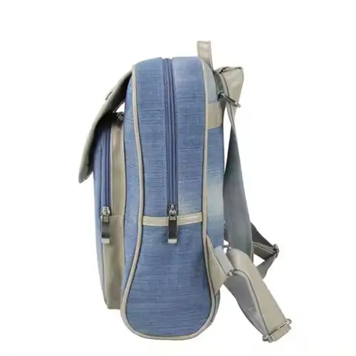 Stylish Denim Backpack with Front Flap and Compact Design